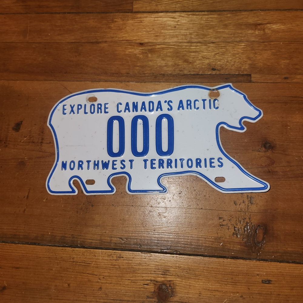 Bear-Shaped License Plate with Blue Text